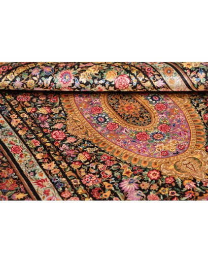 Tappeto Ghom seta Persia marrone 100x151