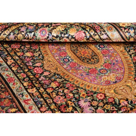 Tappeto Ghom seta Persia marrone 100x151