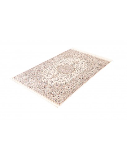 Tappeto Ghom seta Persia bianco marrone 99x150