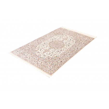 Tappeto Ghom seta Persia bianco marrone 99x150