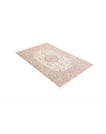 Tappeto Ghom seta Persia bianco marrone 99x150