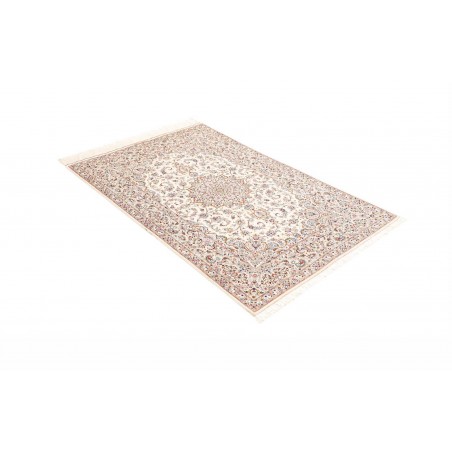 Tappeto Ghom seta Persia bianco marrone 99x150