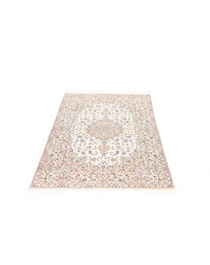 Tappeto Ghom seta Persia bianco marrone 99x150