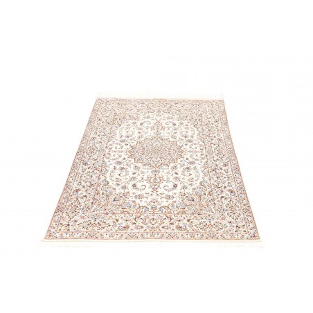 Tappeto Ghom seta Persia bianco marrone 99x150