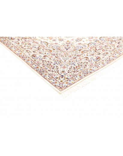 Tappeto Ghom seta Persia bianco marrone 99x150