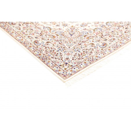 Tappeto Ghom seta Persia bianco marrone 99x150
