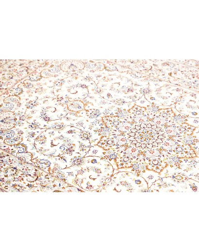 Tappeto Ghom seta Persia bianco marrone 99x150