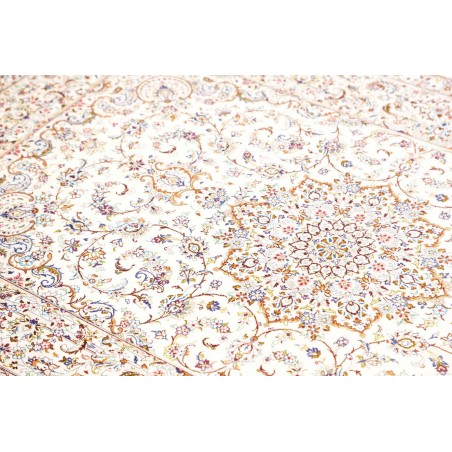 Tappeto Ghom seta Persia bianco marrone 99x150