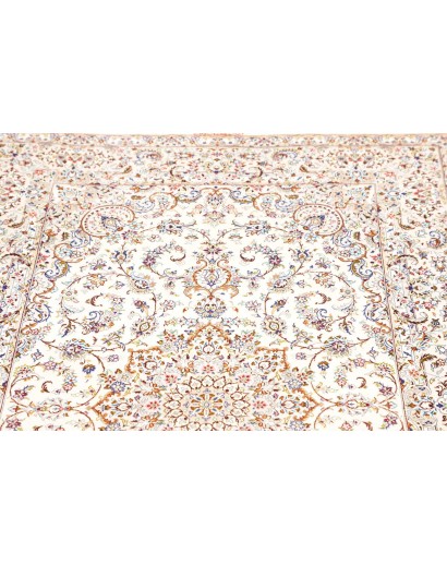Tappeto Ghom seta Persia bianco marrone 99x150