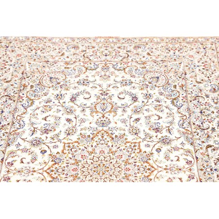 Tappeto Ghom seta Persia bianco marrone 99x150