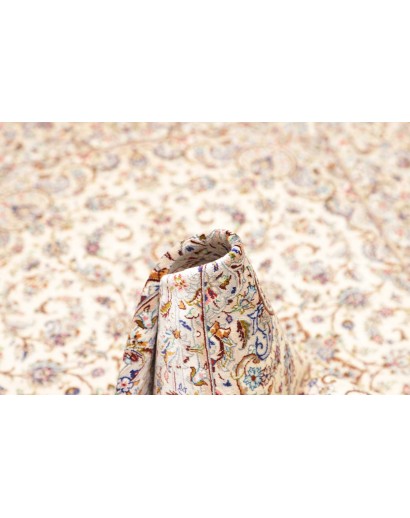 Tappeto Ghom seta Persia bianco marrone 99x150