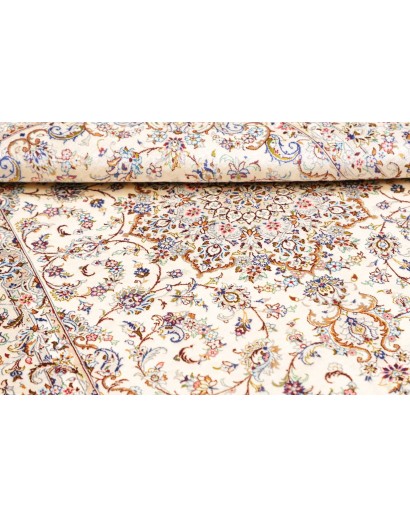 Tappeto Ghom seta Persia bianco marrone 99x150