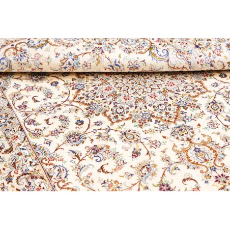 Tappeto Ghom seta Persia bianco marrone 99x150