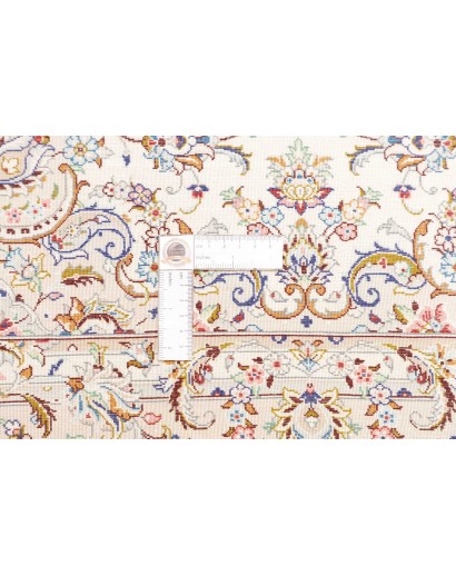 Tappeto Ghom seta Persia bianco marrone 99x150