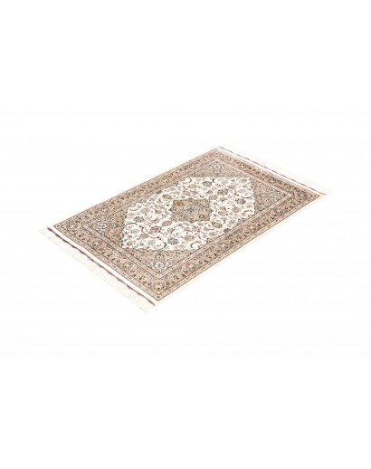 Tappeto Ghom seta Persia bianco grigio 58x90