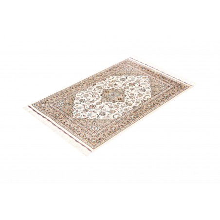 Tappeto Ghom seta Persia bianco grigio 58x90