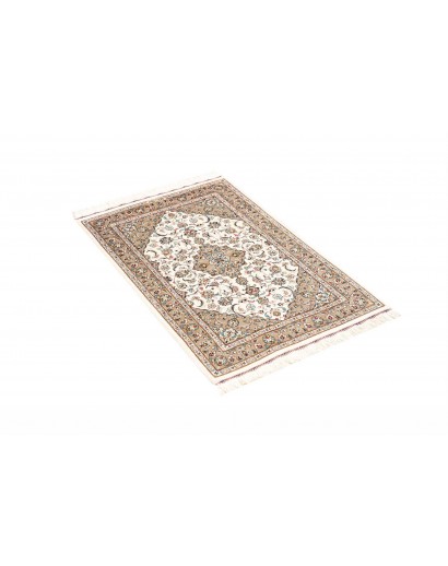 Tappeto Ghom seta Persia bianco grigio 58x90