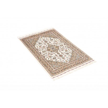 Tappeto Ghom seta Persia bianco grigio 58x90