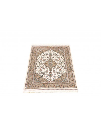 Tappeto Ghom seta Persia bianco grigio 58x90