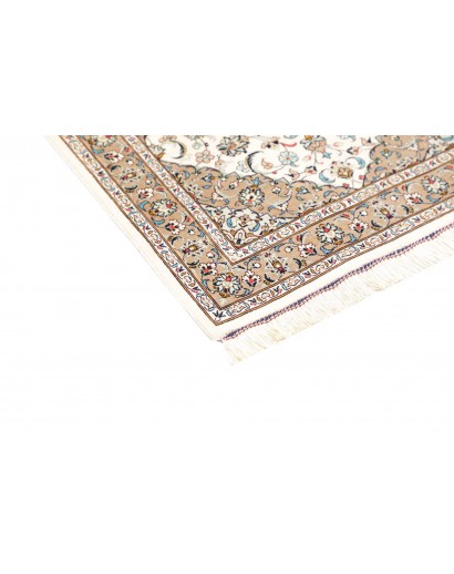 Tappeto Ghom seta Persia bianco grigio 58x90