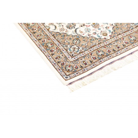 Tappeto Ghom seta Persia bianco grigio 58x90