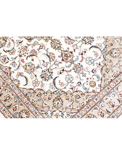 Tappeto Ghom seta Persia bianco grigio 58x90