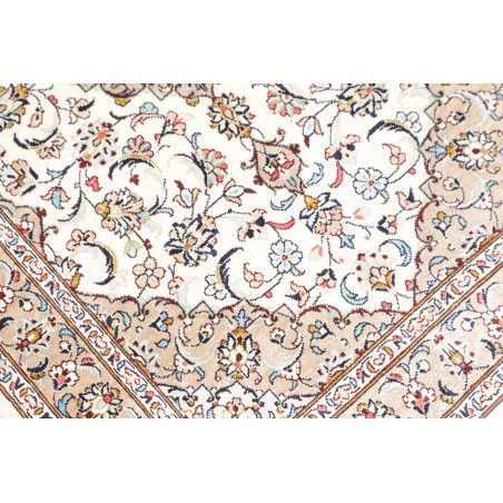 Tappeto Ghom seta Persia bianco grigio 58x90