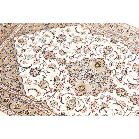 Tappeto Ghom seta Persia bianco grigio 58x90