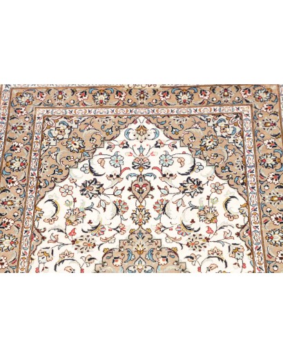 Tappeto Ghom seta Persia bianco grigio 58x90