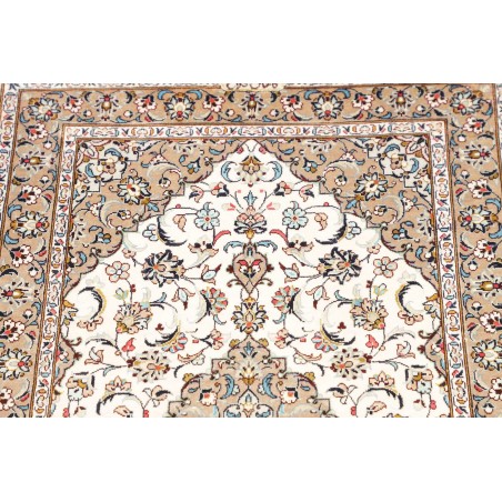 Tappeto Ghom seta Persia bianco grigio 58x90