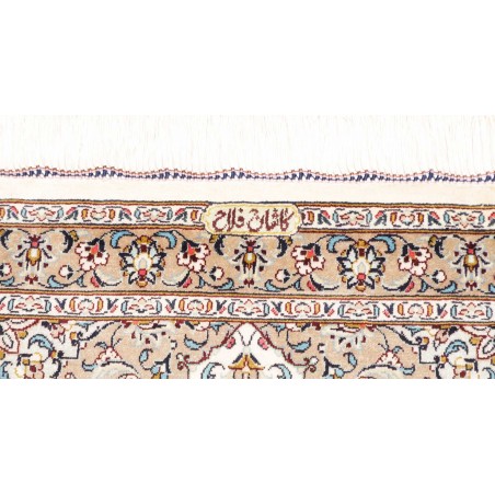 Tappeto Ghom seta Persia bianco grigio 58x90