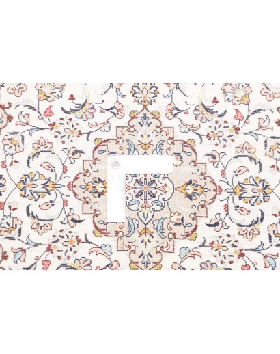 Tappeto Ghom seta Persia bianco grigio 58x90