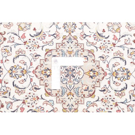 Tappeto Ghom seta Persia bianco grigio 58x90