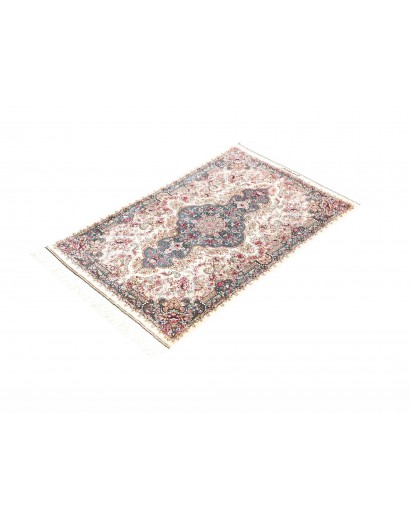 Tappeto Ghom seta Persia bianco grigio 59x90