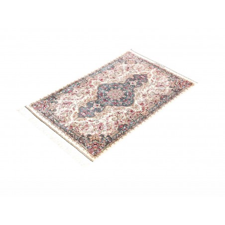 Tappeto Ghom seta Persia bianco grigio 59x90