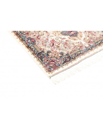 Tappeto Ghom seta Persia bianco grigio 59x90
