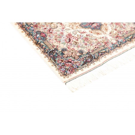 Tappeto Ghom seta Persia bianco grigio 59x90