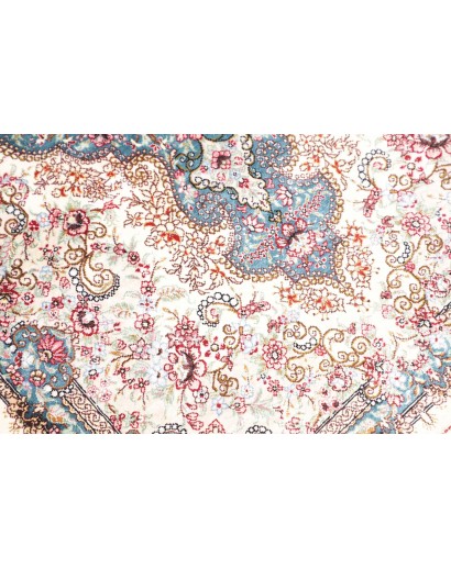 Tappeto Ghom seta Persia bianco grigio 59x90