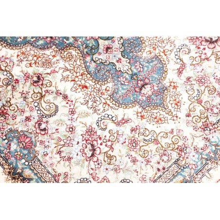 Tappeto Ghom seta Persia bianco grigio 59x90