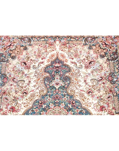 Tappeto Ghom seta Persia bianco grigio 59x90