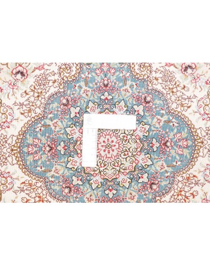 Tappeto Ghom seta Persia bianco grigio 59x90