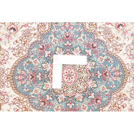 Tappeto Ghom seta Persia bianco grigio 59x90