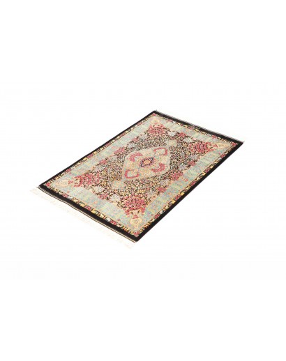 Tappeto Ghom seta Persia beige grigio 60x91