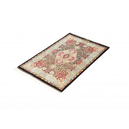Tappeto Ghom seta Persia beige grigio 60x91