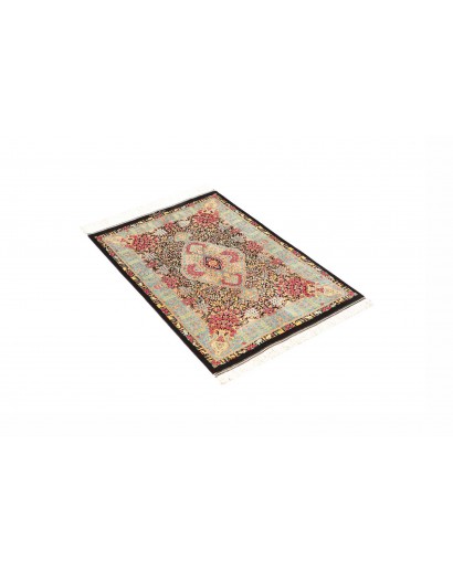 Tappeto Ghom seta Persia beige grigio 60x91