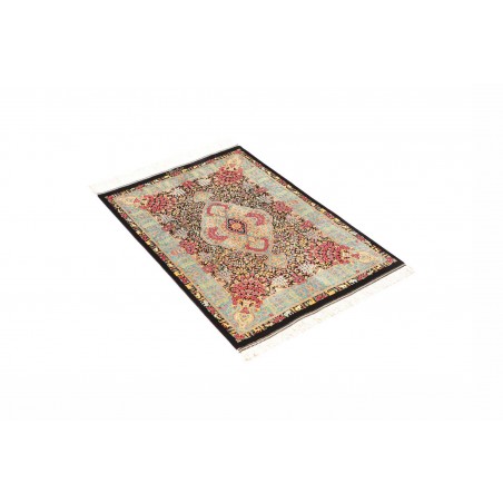 Tappeto Ghom seta Persia beige grigio 60x91