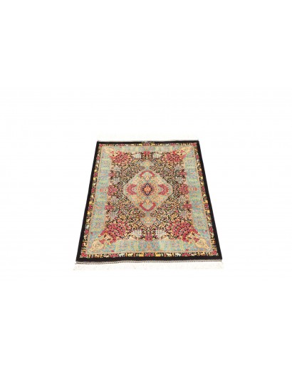 Tappeto Ghom seta Persia beige grigio 60x91