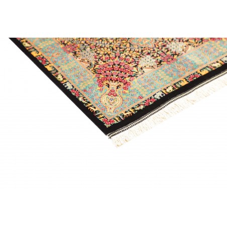 Tappeto Ghom seta Persia beige grigio 60x91