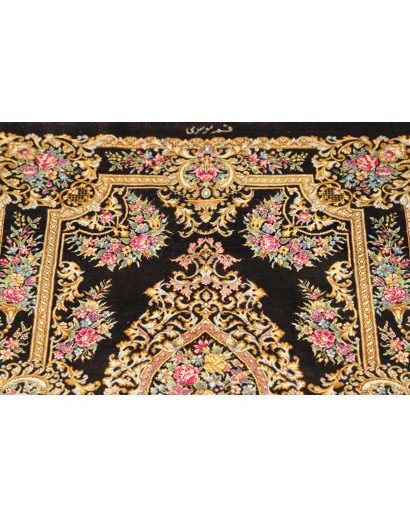 Tappeto Ghom seta Persia grigio 61x90