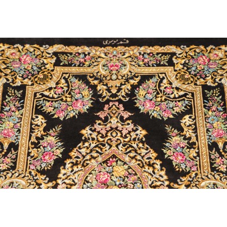 Tappeto Ghom seta Persia grigio 61x90